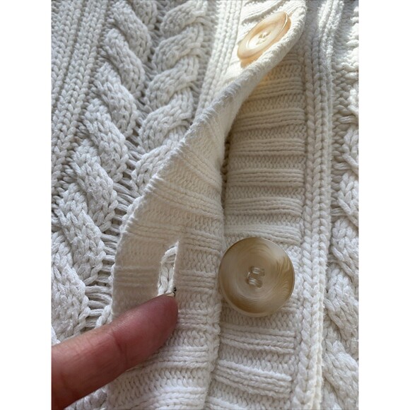 Style & Co. Women Chunky Knit Fisherman Rory Gilmore Cream Cardigan Sweater S - Picture 12 of 12
